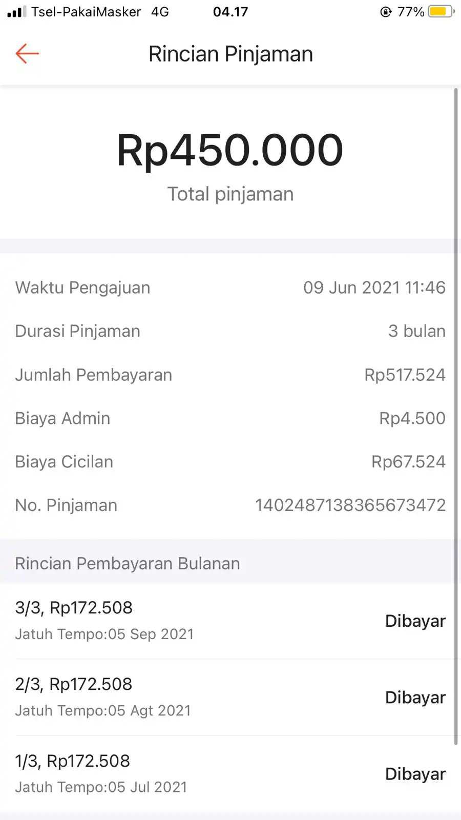 Rincian Pinjaman Lentera Dana Nusantara