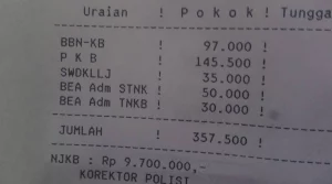 Biaya balik nama motor