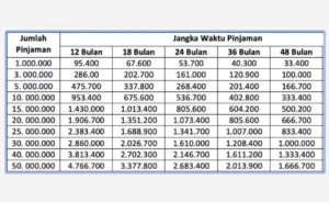 Tabel Angsuran Gadai BPKB Motor di Bank BRI